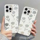 For iPhone 15 Pro Silver Painting PC Hybrid TPU Phone Case(Hollow Tulips White) - 3