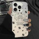 For iPhone 15 Pro Silver Painting PC Hybrid TPU Phone Case(Floral Bow White) - 1