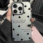 For iPhone 15 Pro Silver Painting PC Hybrid TPU Phone Case(Love Hearts Black) - 1