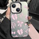For iPhone 15 Plus Silver Painting PC Hybrid TPU Phone Case(Bow Black) - 1