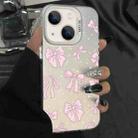 For iPhone 15 Plus Silver Painting PC Hybrid TPU Phone Case(Bow White) - 1