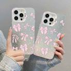 For iPhone 15 Plus Silver Painting PC Hybrid TPU Phone Case(Bow White) - 3