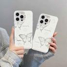 For iPhone 15 Plus Silver Painting PC Hybrid TPU Phone Case(Hollow Butterfly White) - 3