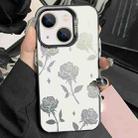 For iPhone 15 Plus Silver Painting PC Hybrid TPU Phone Case(Hollow Rose Black) - 1