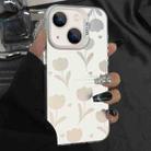 For iPhone 15 Plus Silver Painting PC Hybrid TPU Phone Case(Hollow Tulips White) - 1