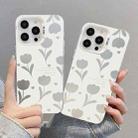 For iPhone 15 Plus Silver Painting PC Hybrid TPU Phone Case(Hollow Tulips White) - 3