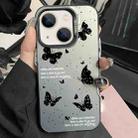 For iPhone 15 Plus Silver Painting PC Hybrid TPU Phone Case(Ink Butterfly Black) - 1