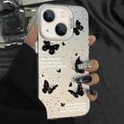 For iPhone 15 Plus Silver Painting PC Hybrid TPU Phone Case(Ink Butterfly White) - 1