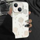 For iPhone 14 Plus Silver Painting PC Hybrid TPU Phone Case(Hollow Rose White) - 1