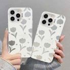 For iPhone 14 Plus Silver Painting PC Hybrid TPU Phone Case(Hollow Tulips White) - 3