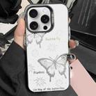For iPhone 14 Pro Silver Painting PC Hybrid TPU Phone Case(Hollow Butterfly Black) - 1