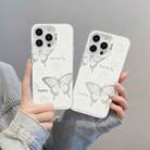 For iPhone 14 Pro Silver Painting PC Hybrid TPU Phone Case(Hollow Butterfly White) - 3