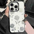 For iPhone 14 Pro Silver Painting PC Hybrid TPU Phone Case(Hollow Rose Black) - 1