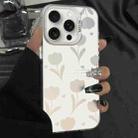 For iPhone 14 Pro Silver Painting PC Hybrid TPU Phone Case(Hollow Tulips White) - 1