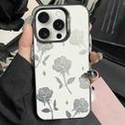 For iPhone 14 Pro Max Silver Painting PC Hybrid TPU Phone Case(Hollow Rose Black) - 1