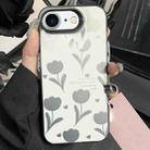 For iPhone 7 / 8 / SE 2022 Silver Painting PC Hybrid TPU Phone Case(Hollow Tulips Black) - 1