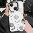 For iPhone 13 Silver Painting PC Hybrid TPU Phone Case(Hollow Rose Black) - 1