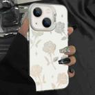 For iPhone 13 Silver Painting PC Hybrid TPU Phone Case(Hollow Rose White) - 1
