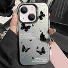 For iPhone 13 Silver Painting PC Hybrid TPU Phone Case(Ink Butterfly Black) - 1