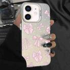 For iPhone 12 Silver Painting PC Hybrid TPU Phone Case(Bow White) - 1