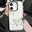 For iPhone 12 Silver Painting PC Hybrid TPU Phone Case(Hollow Butterfly Black) - 1