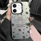 For iPhone 12 Silver Painting PC Hybrid TPU Phone Case(Floral Bow Black) - 1