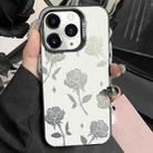 For iPhone 11 Pro Max Silver Painting PC Hybrid TPU Phone Case(Hollow Rose Black) - 1