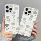 For iPhone 11 Pro Max Silver Painting PC Hybrid TPU Phone Case(Hollow Tulips White) - 3