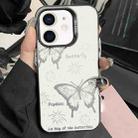 For iPhone 11 Silver Painting PC Hybrid TPU Phone Case(Hollow Butterfly Black) - 1