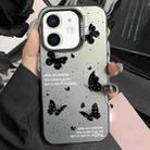For iPhone 11 Silver Painting PC Hybrid TPU Phone Case(Ink Butterfly Black) - 1