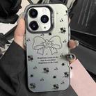 For iPhone 11 Pro Silver Painting PC Hybrid TPU Phone Case(Floral Bow Black) - 1