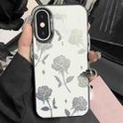 For iPhone X / XS Silver Painting PC Hybrid TPU Phone Case(Hollow Rose Black) - 1