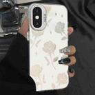 For iPhone X / XS Silver Painting PC Hybrid TPU Phone Case(Hollow Rose White) - 1