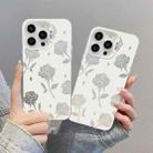For iPhone X / XS Silver Painting PC Hybrid TPU Phone Case(Hollow Rose White) - 3