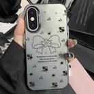 For iPhone X / XS Silver Painting PC Hybrid TPU Phone Case(Floral Bow Black) - 1
