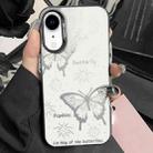 For iPhone XR Silver Painting PC Hybrid TPU Phone Case(Hollow Butterfly Black) - 1