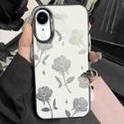 For iPhone XR Silver Painting PC Hybrid TPU Phone Case(Hollow Rose Black) - 1