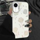 For iPhone XR Silver Painting PC Hybrid TPU Phone Case(Hollow Rose White) - 1