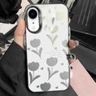 For iPhone XR Silver Painting PC Hybrid TPU Phone Case(Hollow Tulips Black) - 1