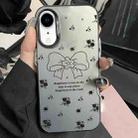 For iPhone XR Silver Painting PC Hybrid TPU Phone Case(Floral Bow Black) - 1