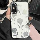 For iPhone XS Max Silver Painting PC Hybrid TPU Phone Case(Hollow Rose Black) - 1