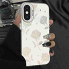 For iPhone XS Max Silver Painting PC Hybrid TPU Phone Case(Hollow Rose White) - 1
