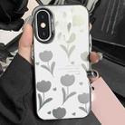 For iPhone XS Max Silver Painting PC Hybrid TPU Phone Case(Hollow Tulips Black) - 1