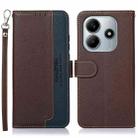 For Redmi Note 14 4G Global KHAZNEH Litchi Texture Leather RFID Phone Case(Brown) - 1