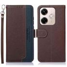 For Redmi 13X KHAZNEH Litchi Texture Leather RFID Phone Case(Brown) - 1