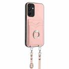 For Samsung Galaxy A15 4G Global R20 Crossbody Rope Ring Card Holder Phone Case(Pink) - 2