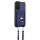 For Samsung Galaxy A15 4G Global R20 Crossbody Rope Ring Card Holder Phone Case(Blue) - 2