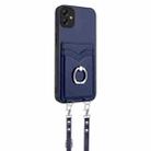 For Samsung Galaxy A04e 4G / M04 4G R20 Crossbody Rope Ring Card Holder Phone Case(Blue) - 2