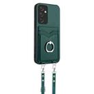 For Samsung Galaxy A54 5G R20 Crossbody Rope Ring Card Holder Phone Case(Green) - 2