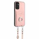 For Samsung Galaxy A14 5G R20 Crossbody Rope Ring Card Holder Phone Case(Pink) - 2